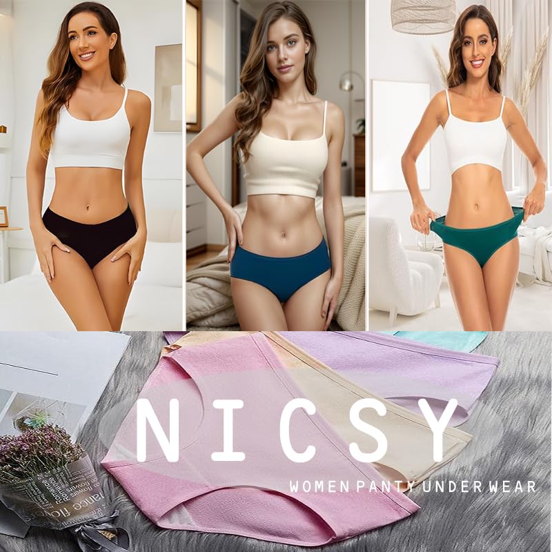 Image of NICSY Women Underwear Hipster Panty, Antibacterial Cotton Stretchable Super Combed Ladies Bikini Brief, Panty for Women.
