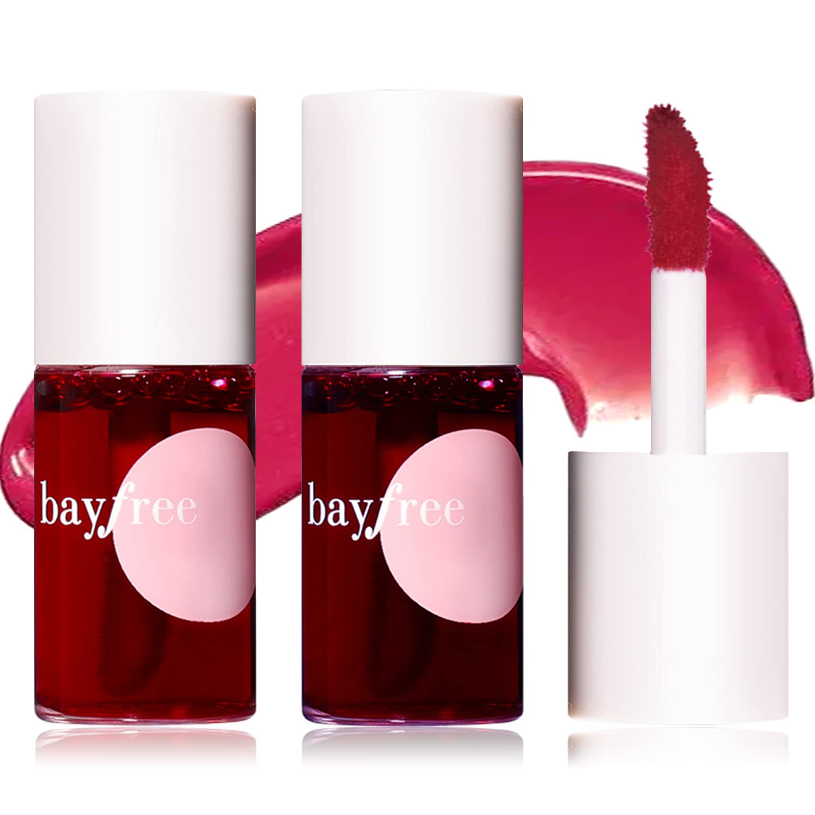 MinilingLipstick Set, 2 Colors Lip Tint Stain, Velvet Lip Gloss & Watery Lip Stain, Plump Lip Color & Cheek Makeup (Strawberry & Cherry)