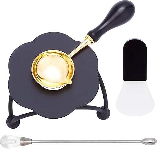 Miniatura 1 de CRASPIRE Kit de sellado de cera, calentador de cera, herramienta de horno de cera, varillas de fusión, cuentas de cera, soporte para cucharas para