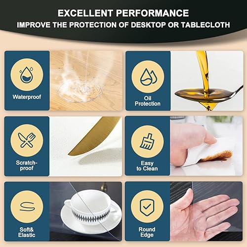 Miniatura 4 de Mantel cuadrado de plástico transparente de 40 x 40 pulgadas, protector de mesa de PVC transparente grueso y lavable para mesa de juegos, forro