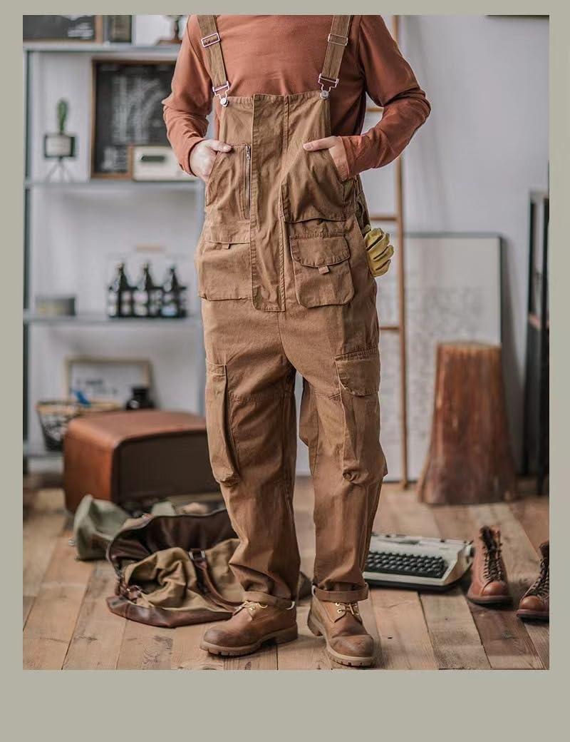 Straight-Leg Multi-Pocket Workwear Jumpsuit for Men - Durable Casual Overalls