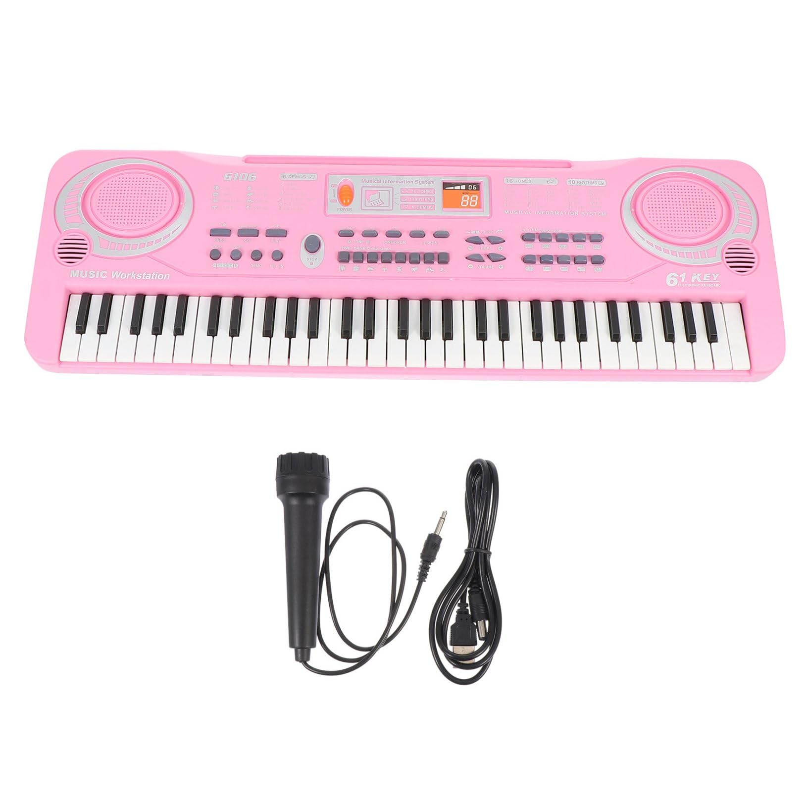 Teclado Electrónico Infantil de 61 Teclas en Abs, Juguete Musical Educativo para Niños en Cumpleaños, Desarrolla Habilidades del Hemisferio Derecho y Fomenta Interés Musical