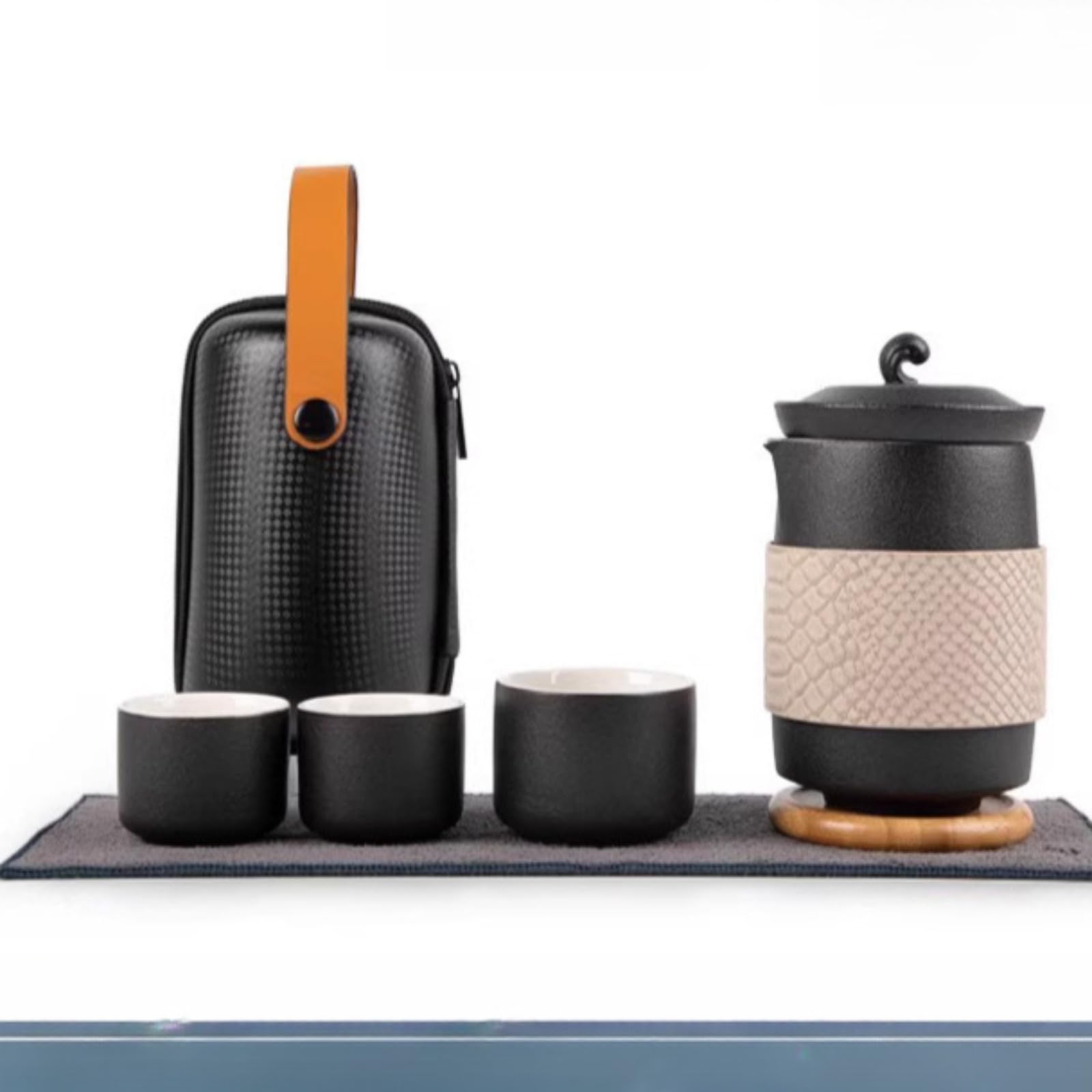 Podróżny zestaw do herbaty ceramiczny przenośny zestaw 4 szt., 300 ml 299.2 g, zestaw do herbaty kungfu zaparzacz do herbaty