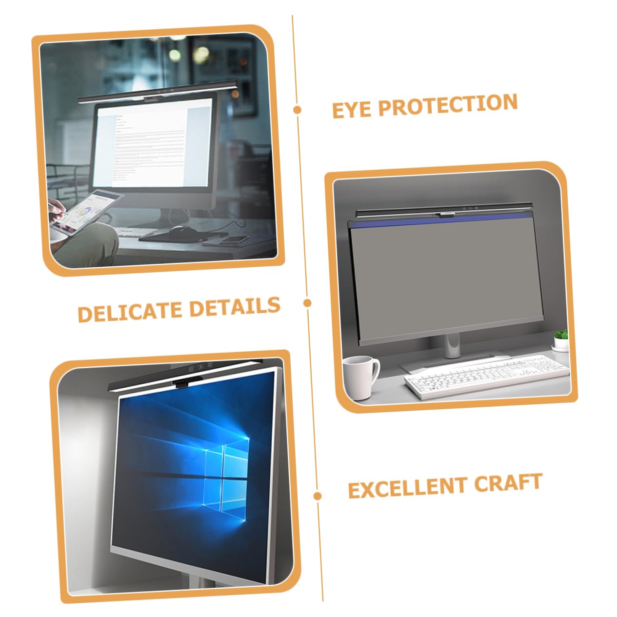 Barra de Lámpara de Monitor LED Diseño Asimétrico y Brillo Ajustable para Protección Ocular Compatible Pantalla y Computadora en Uso Multi-escenario