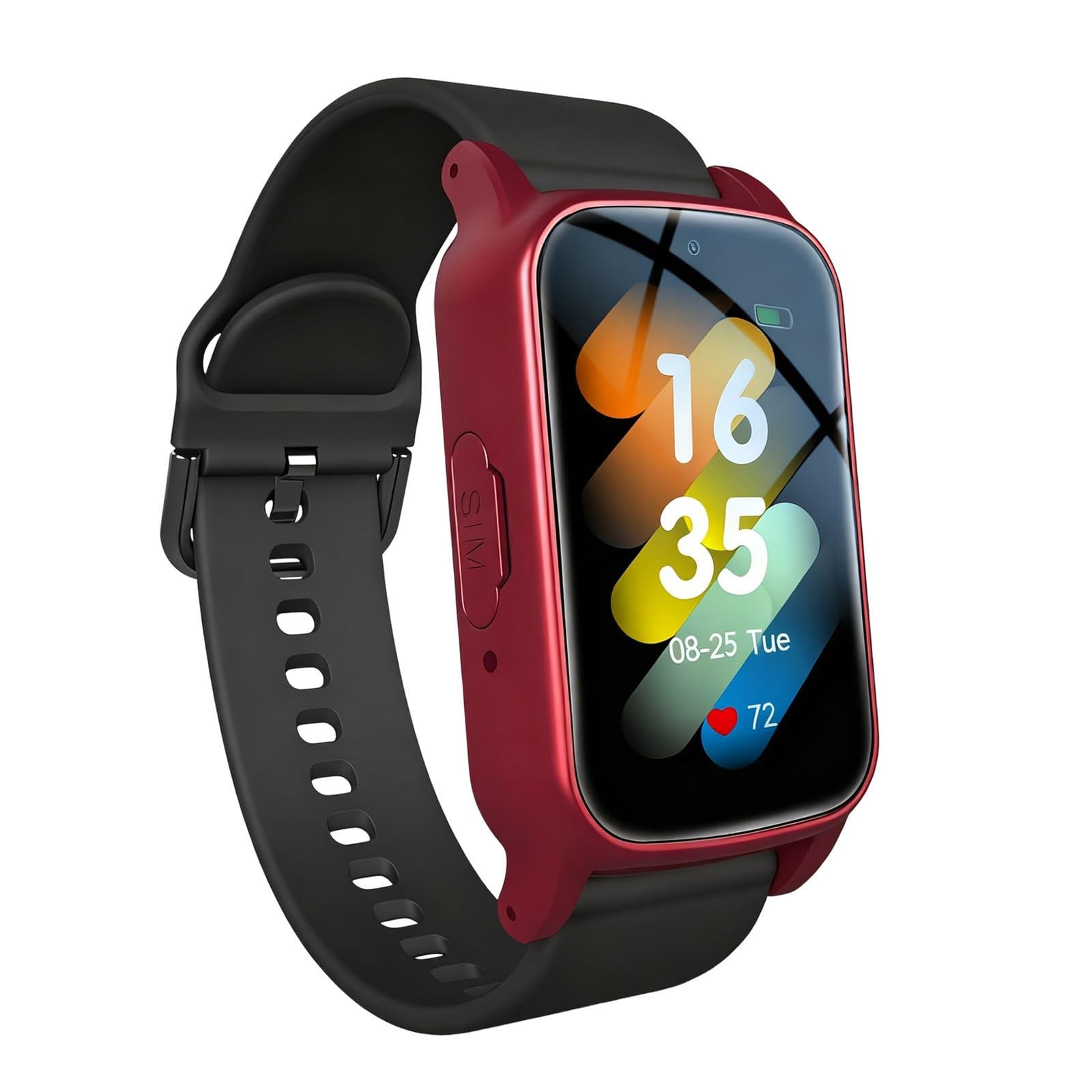 Montre Connectée Antichute for Seniors, GPS Et Alerte Sos, Appels Vidéo HD 4G, Moniteur D'activité Étanche, Montre de Sécurité for Personnes Âgées Atteintes de Démence/Alzheimer(Red)