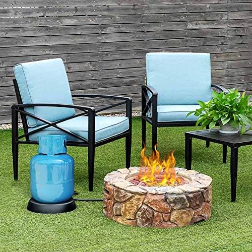 Miniatura 4 de Happygrill Estufa de gas de propano para patio al aire libre con cubierta y rocas de piedra artificial