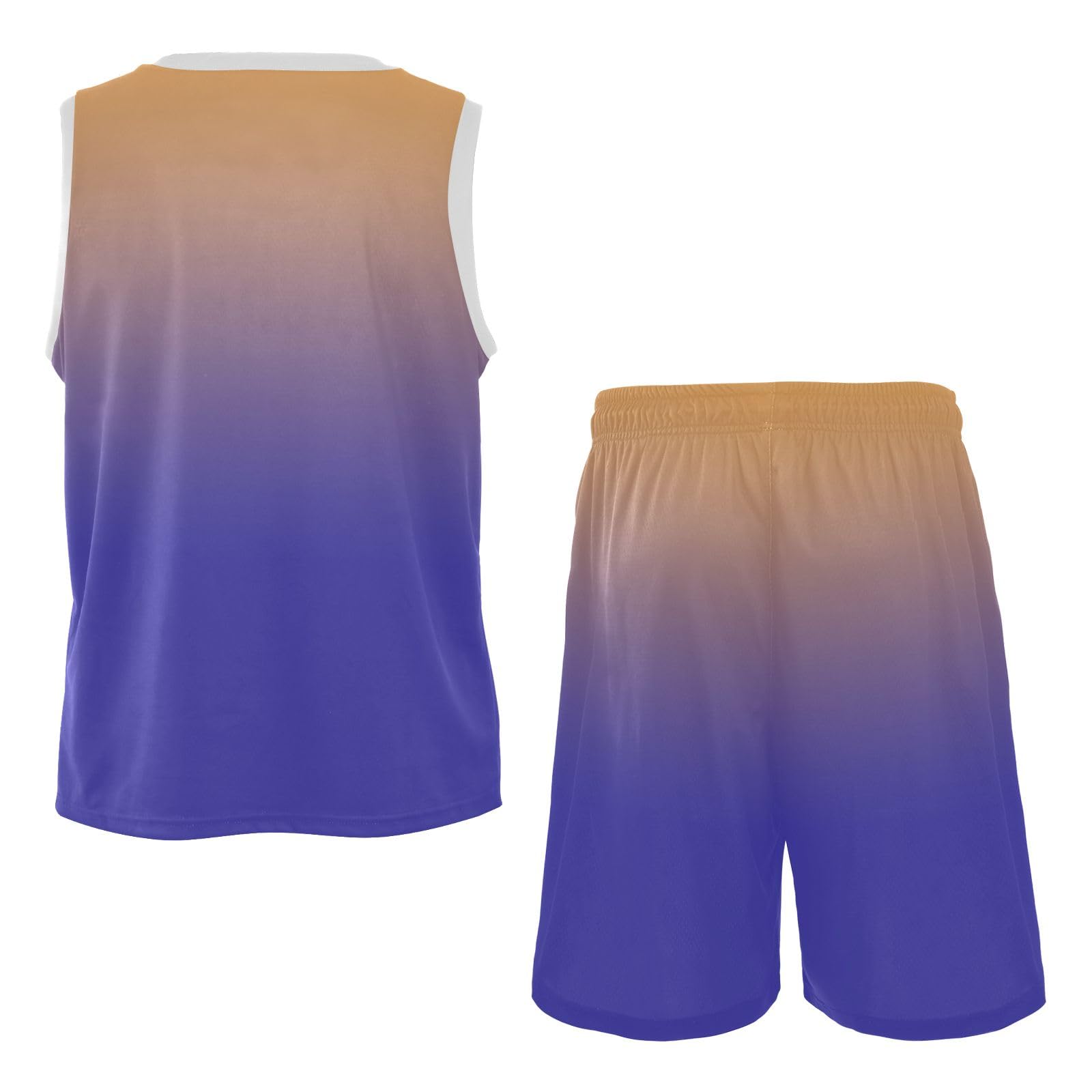 Orange Purple Gradient Youth Basketball Jersey Youth Kids Jersey Set V Neck Boy's Basketball Jerseys for (5-13 Years Old)
