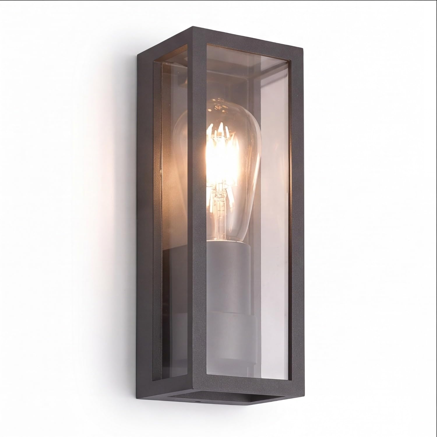 Licht-Erlebnisse Wandlampe Außen Schwarz IP65 eckig vielseitig KAMPEN Außenleuchte Hauseingang Balkon Terrasse