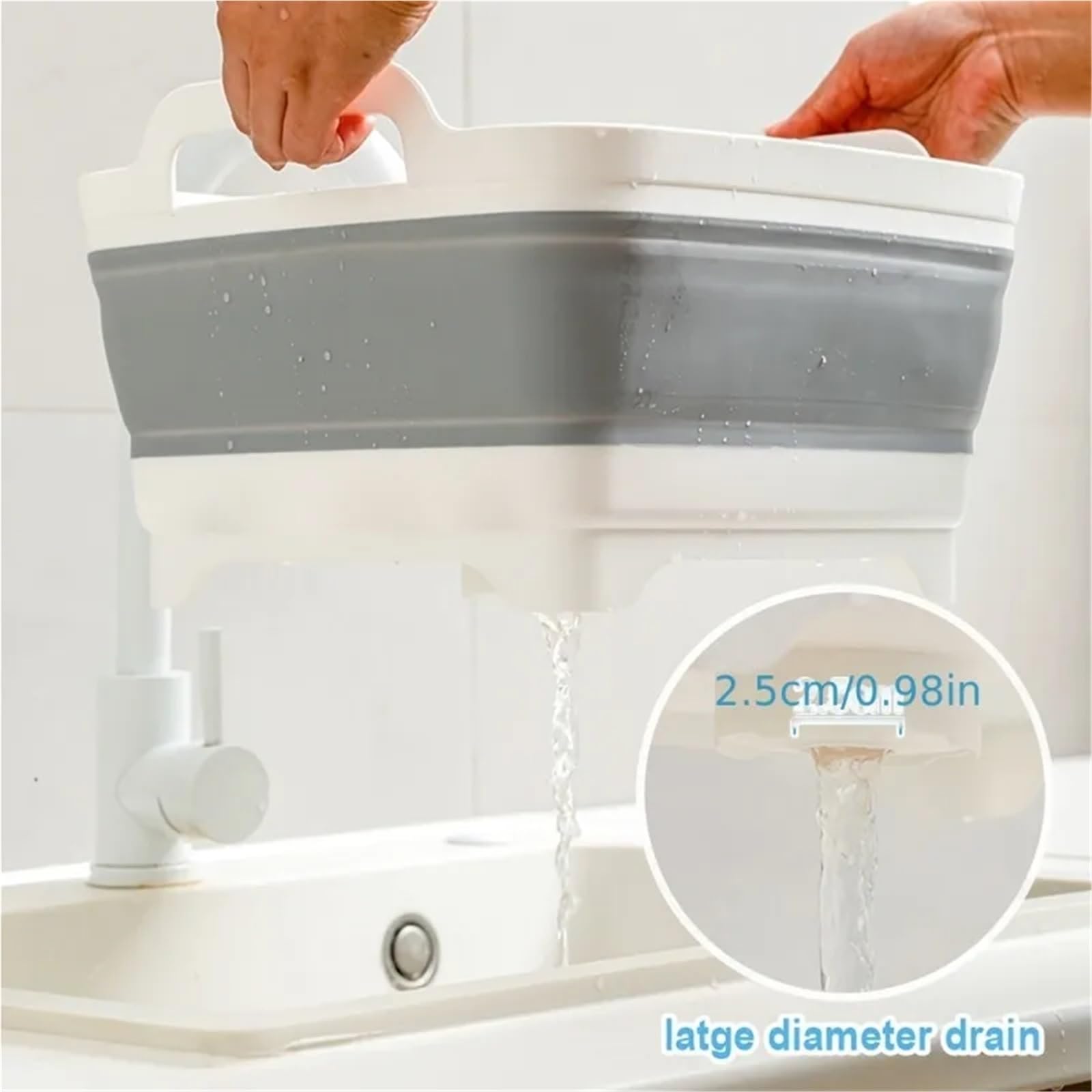 2 Stück Outdoor-Klappeimer, Outdoor-Eiskübel, tragbarer zusammenklappbarer Abflusskorb for Camping, Angeln, Picknick Für Draußen Angeln Camping(Blue)