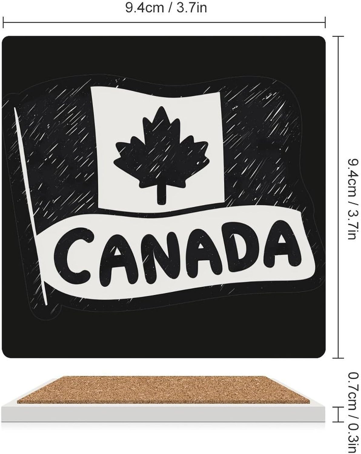 Canada Day Canadian Flag Maple Leaf Ceramic Coasters Set Square Drink Coasters Table Coaster for Kitchen Desktop Decor