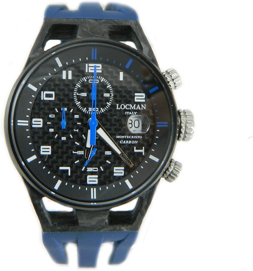 Amazon | Locman Italy chrono mens watch Montecristo Carbon 41 mm