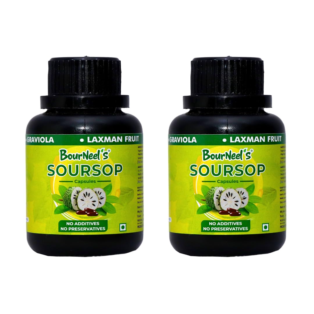 BourNeels® Soursop Capsules - 60 Capsules - Pack of 2 | Dietary Health Supplement | No Preservatives |No Additives | Soursop Graviola Laxman Phal | (B08JYW8VV1) Amazon Price History, Amazon Price Tracker