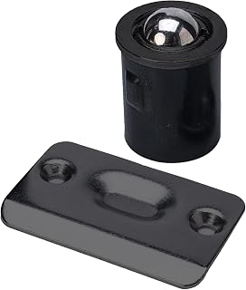 Enconker 2 Pack Closet Door Ball Catch Black, French Door Hardware Ball Catch, Cabinet Latch Lock, Drive in Ball Catch Door Hardware, Stainless Steel Adjustable with Strike Plate (Black)