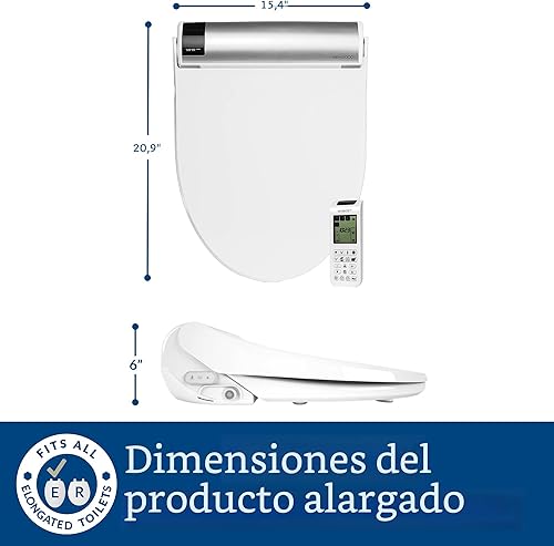 Miniatura 13 de Bio Bidet Bliss BB2000 - Asiento de inodoro inteligente, color blanco, alargado, de primera clase, agua caliente ilimitada, lavado en remolino