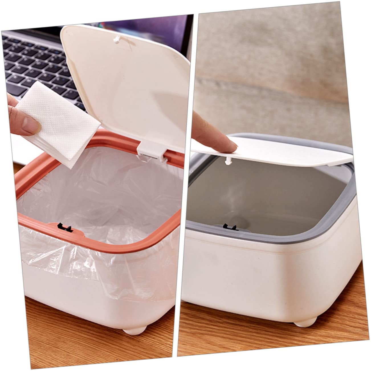 Office Bedroom Trash Cans 2 Pcs Small Litter Bin Decorative Desktop Waste Can Lid