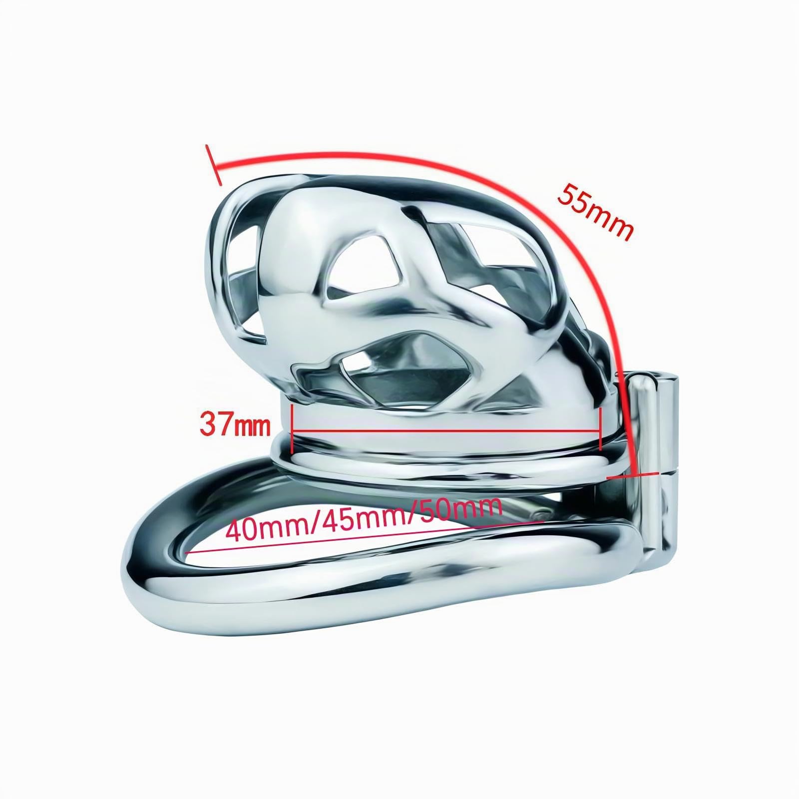 Cage de Chasteté pour Pénis en Métal Sex Toýs Homme Chastity Cage avec Verrouillage à Vis et Outil de Retrait Cage de Chastetée en Acier Inoxydable pour le Bondage du Pénis Masculin (L,50mm)