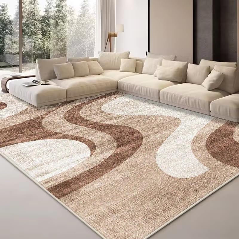 Tapis de salon moderne abstrait grande surface antidérapant lavable