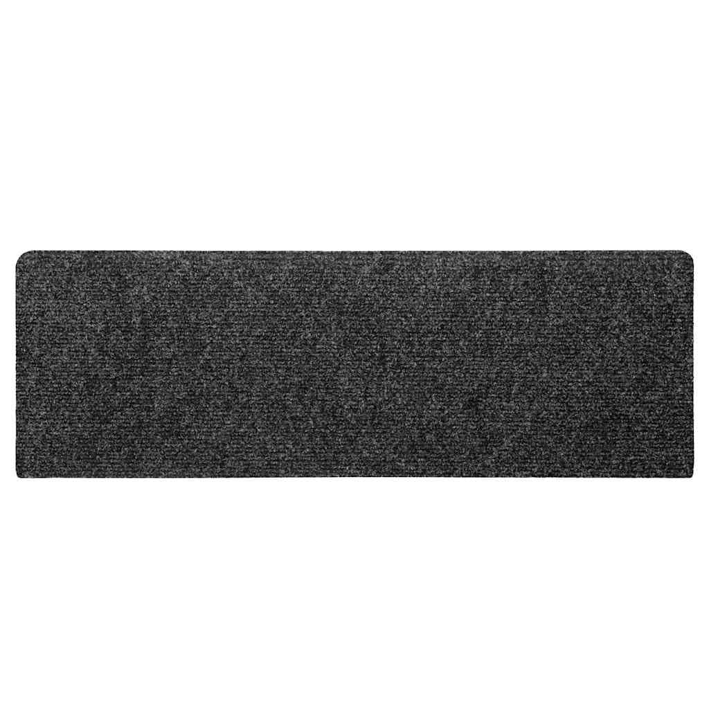Alfombrillas autoadhesivas para escalones, 30 unidades, 65 x 21 x 4 cm, color gris oscuro, borde rectangular, antideslizantes, de polipropileno, lavables a máquina, para reducir el ruido