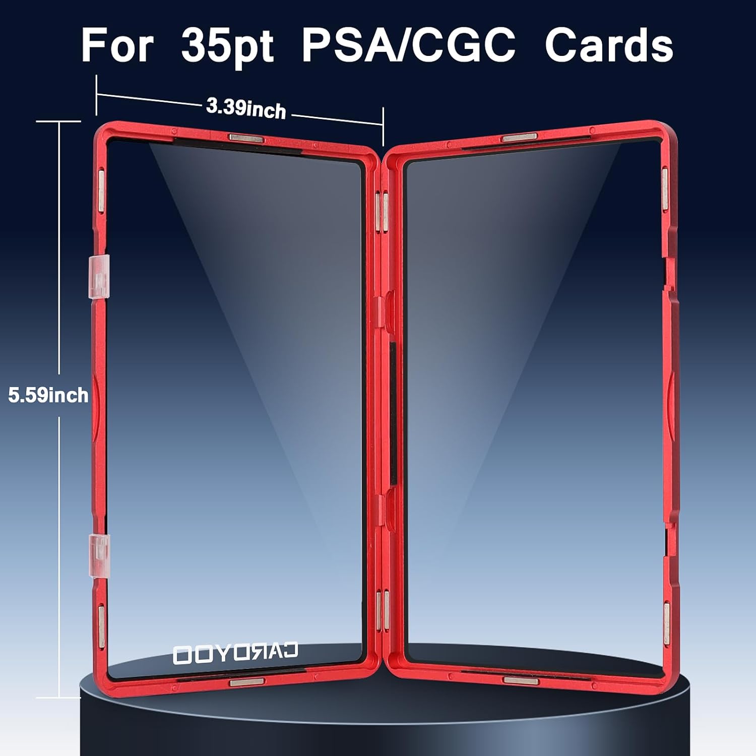 PSA Slab Case, CARDYOO Premium PSA Slab Protector, Metal Graded Card Case, UV Resistant Glass (Red, 35PT)
