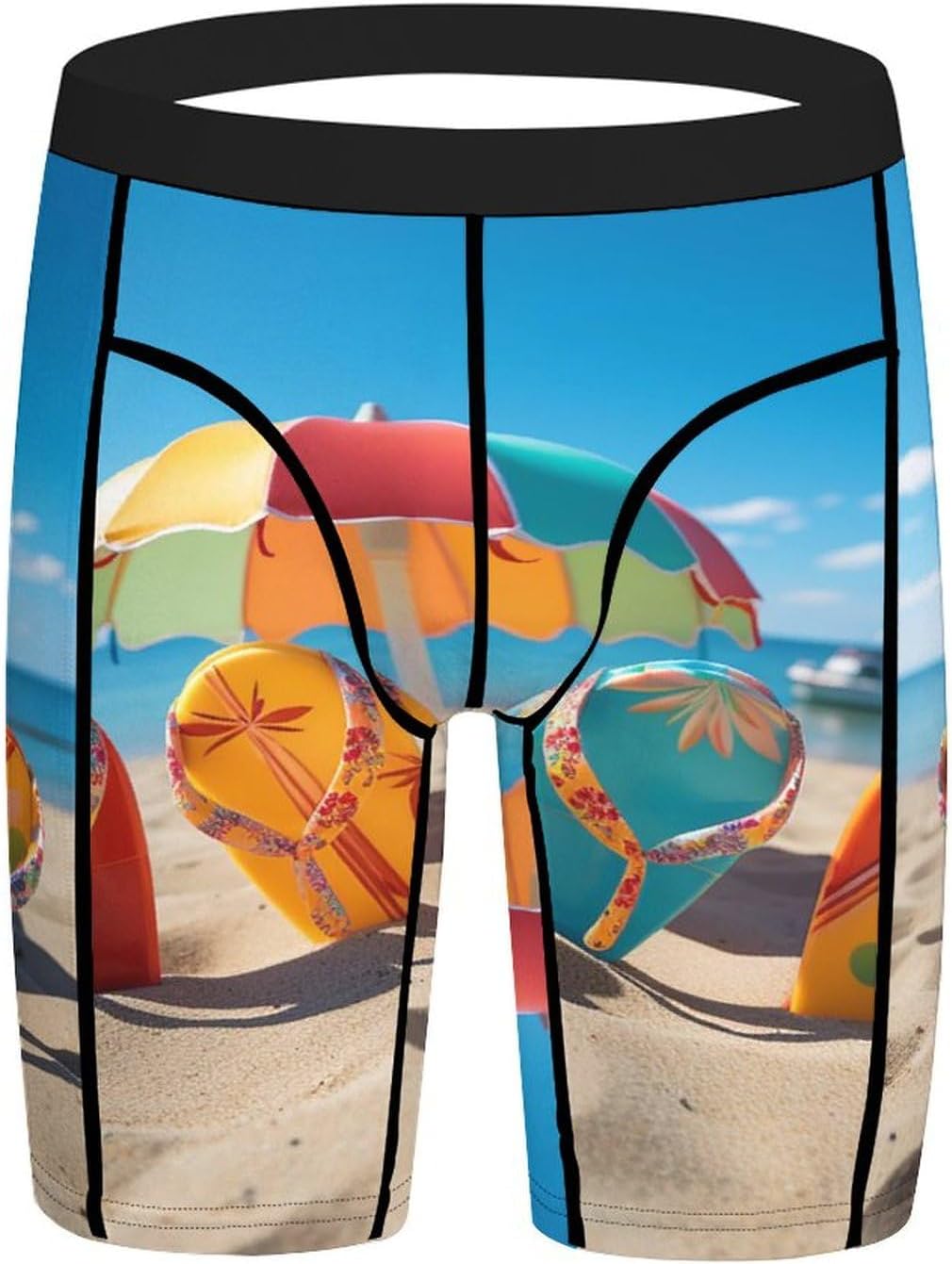 Colorful Flip Flops Beach Ball Compression Shorts Men Spandex Sport Shorts Workout Performance Baselayer Underwear