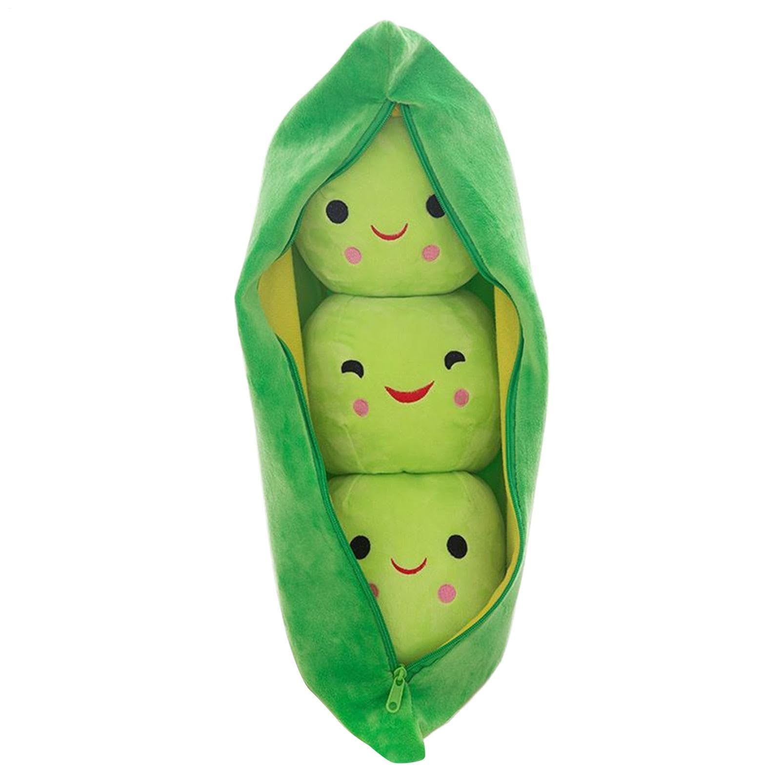 Lueear Cute Stuffed Pea Pod Toy - Soft Green Peas In A Pod Plush, Novelty Cartoon Plant Doll For Cuddling And Snuggling, Adorable Gift For Girls Boys