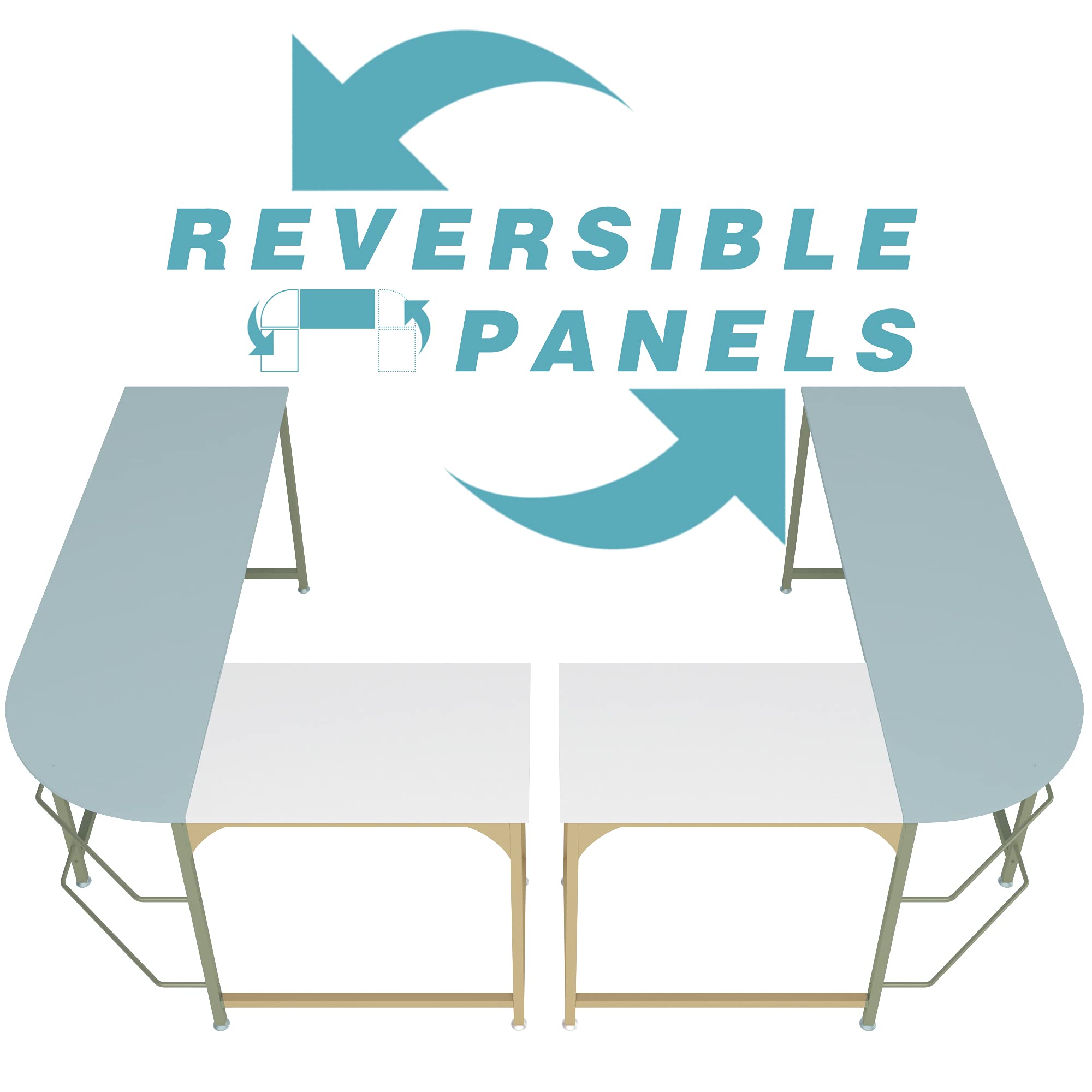 Escritorio reversible en forma de L, escritorio para juegos, escritorio para dormitorios, escritorio para oficina, oficina, estudio en casa, estudio y escritura en escritorio de madera 6