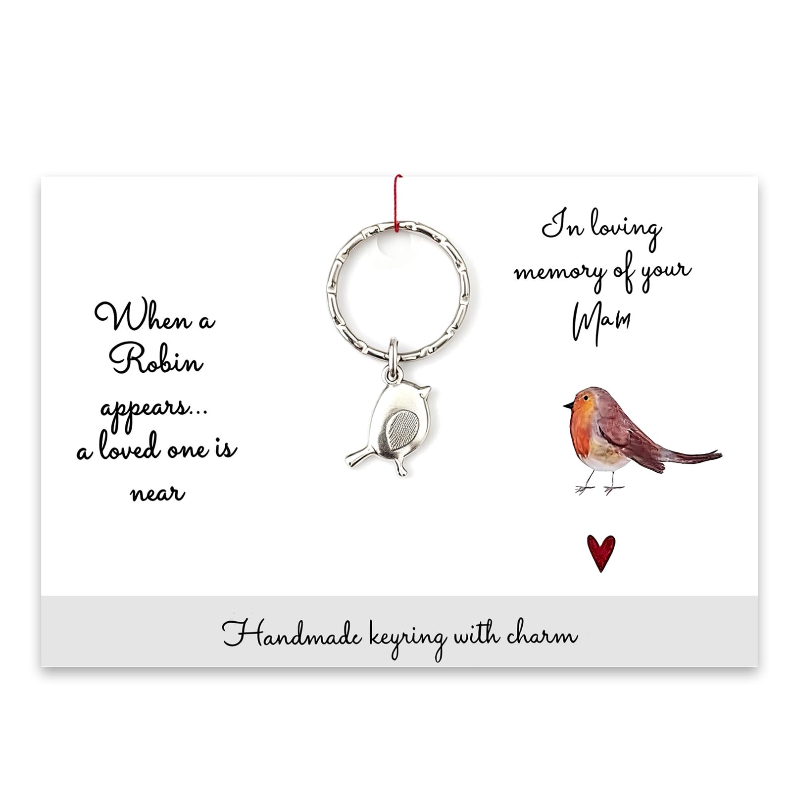 Ethlomoer Handmade Silver Robin Keyring – Robin Gifts Sympathy Gift for Loss of Mother, Remembrance Gifts for Mum, Sentimental Gifts for Women Loved One, Loss of Mother Sympathy Gifts