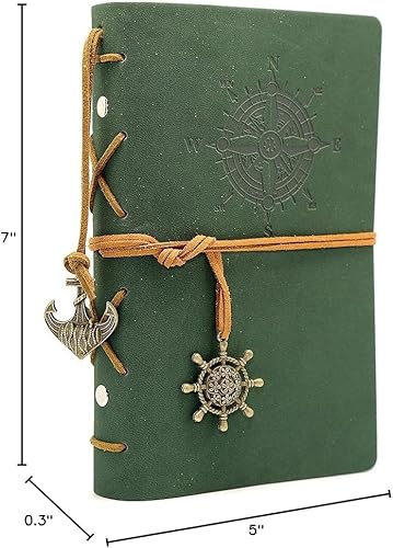 Vista 20 de Diario con tapas de cuero estilo retro, en blanco, con cuerda náutica, gris 7 pulgadas Gris,Negro -,Marrón,Rojo Marrón,Café,Azul oscuro,Verde