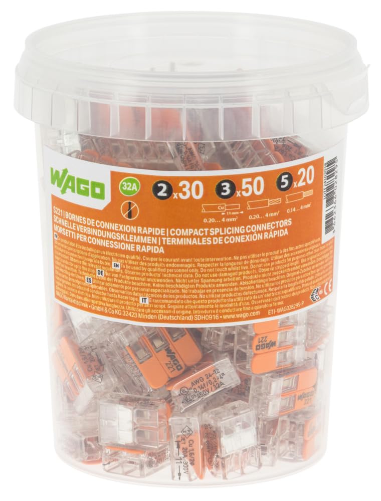 WAGO - S221 100 morsetti per connessione rapida 2,3 e 5 entrate per fili flessibili e rigidi