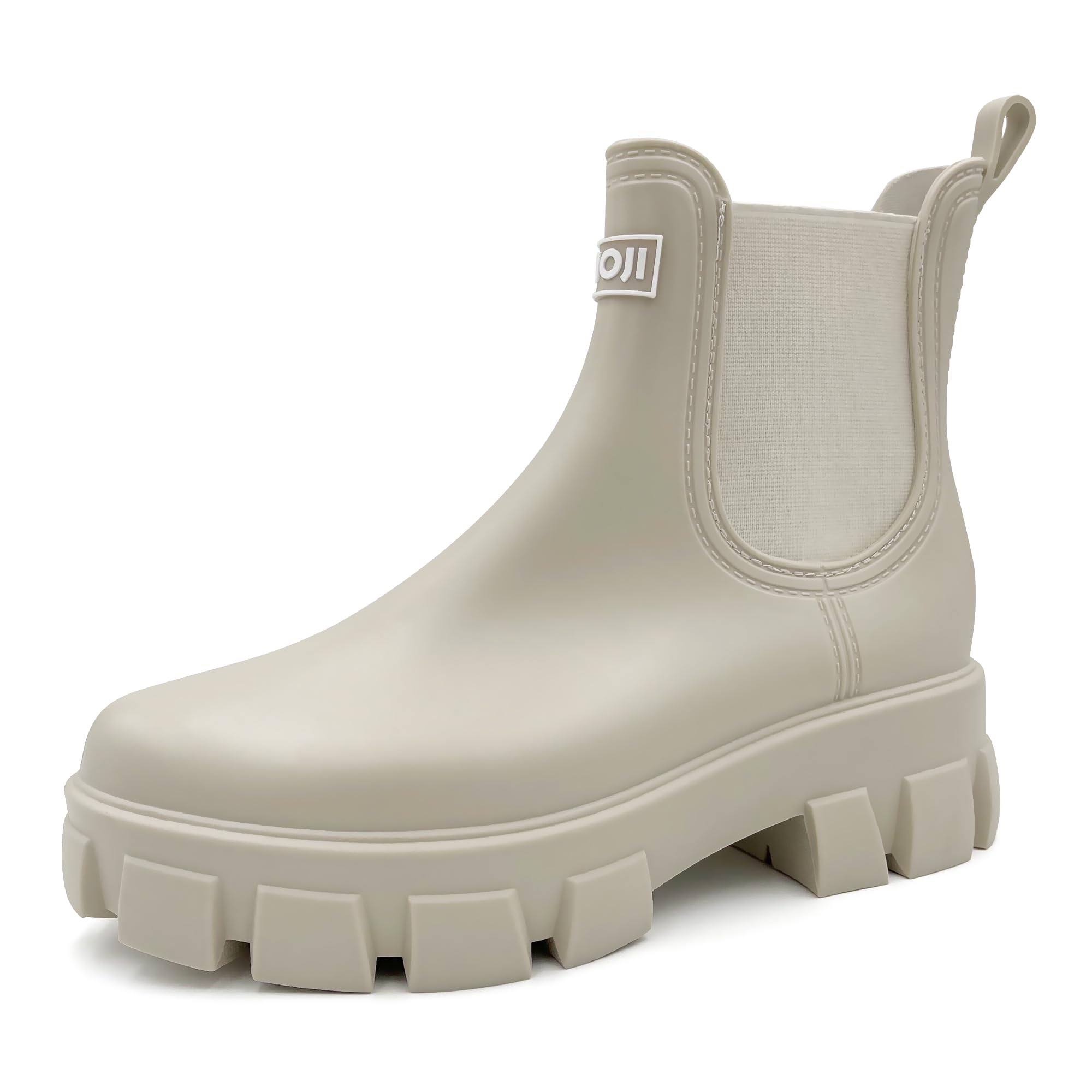Amoji Unisex Ankle Chelsea Rain Platform Rubber Waterproof Boots 917