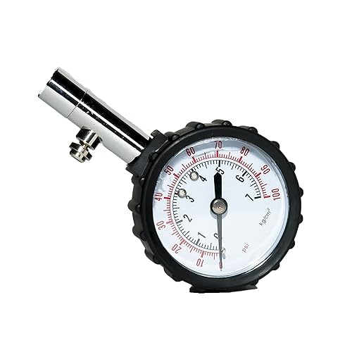 Miniatura 6 de Medidor de presión de neumáticos, 100 PSI resistente y preciso con esfera grande fácil de leer, medidor de neumáticos de baja presión de aire para