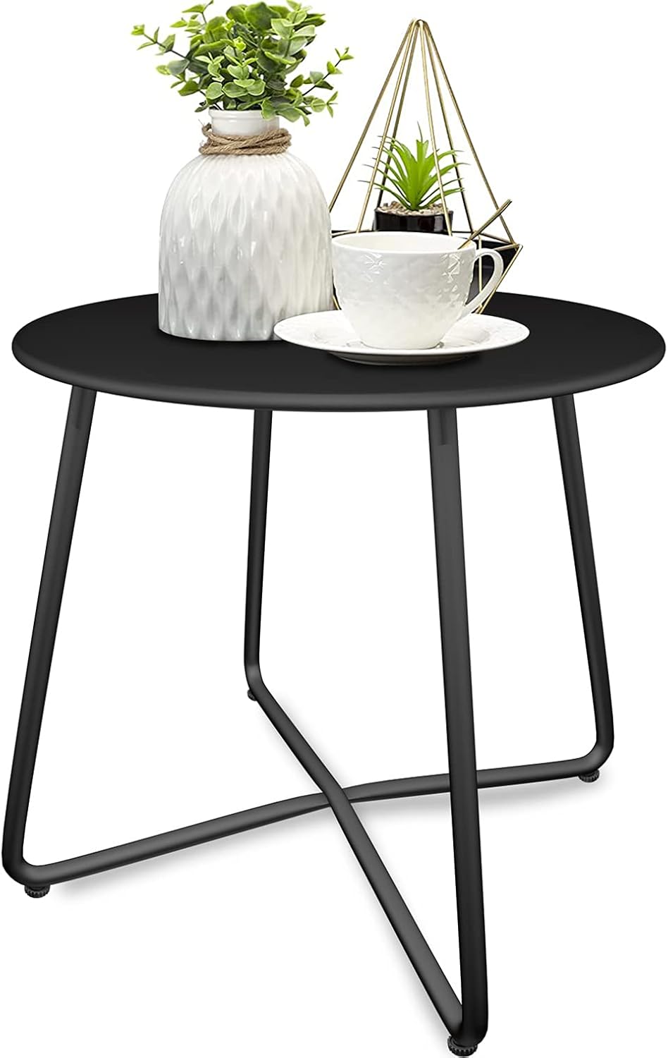 YLHDRILY Steel Patio Side Table, Metal Outdoor Small Round End Table Heavy Duty Weather Resistant Anti-Rust Small Steel Round Coffee Table Porch Table Snack Table for Balcony,Garden,Yard,Lawn,Black : Patio, Lawn & Garden