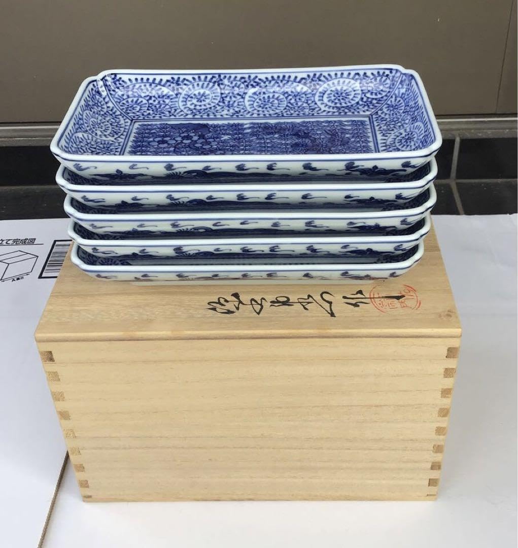 源右衛門　松竹梅長角皿5枚セット 源右衛門 松竹梅長角皿5枚セット