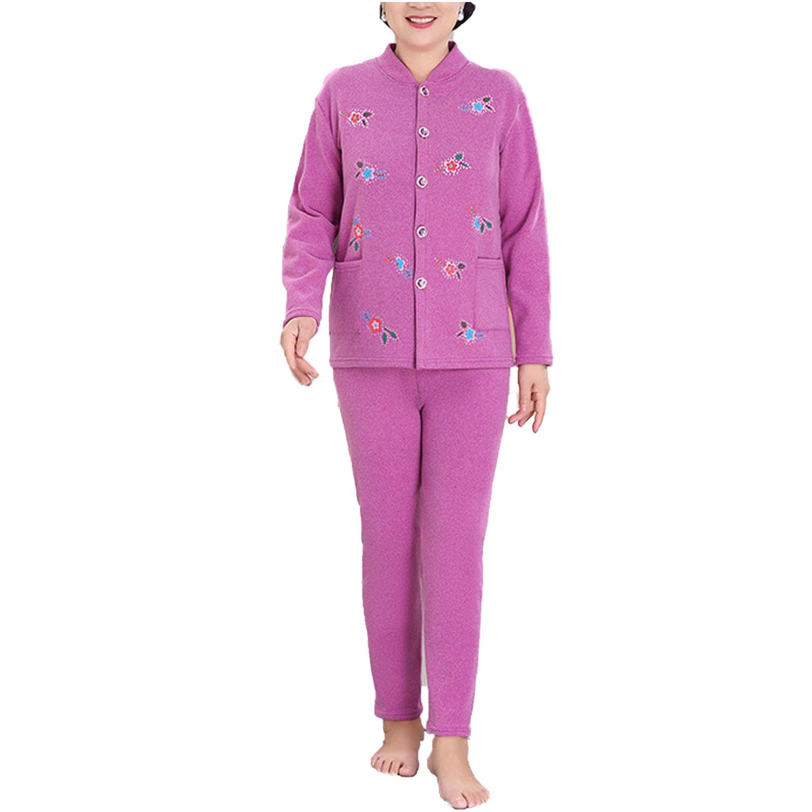 Babcia Mama Kobiety W Średnim Wieku Cardigan Top Spodnie Zestawy Ciepłe Termalne Długie Johns Outwear Kurtka Warstwa Podstawowa Piżama