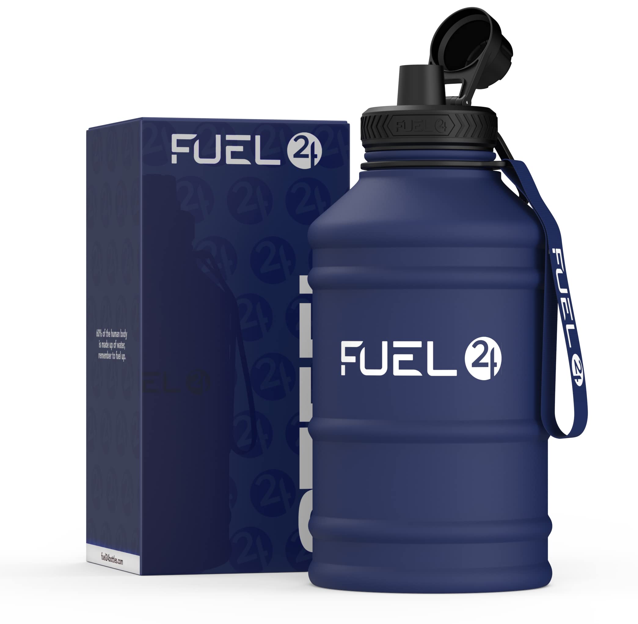 1.3L/2.2L Water Bottle Metal - STRONG, Drop & Leakproof BPA free 1L 2L Stainless Steel (2 Litre) - Large Gym Bottles for Men, Sports Bottle, Travel, Hiking Water Bottle