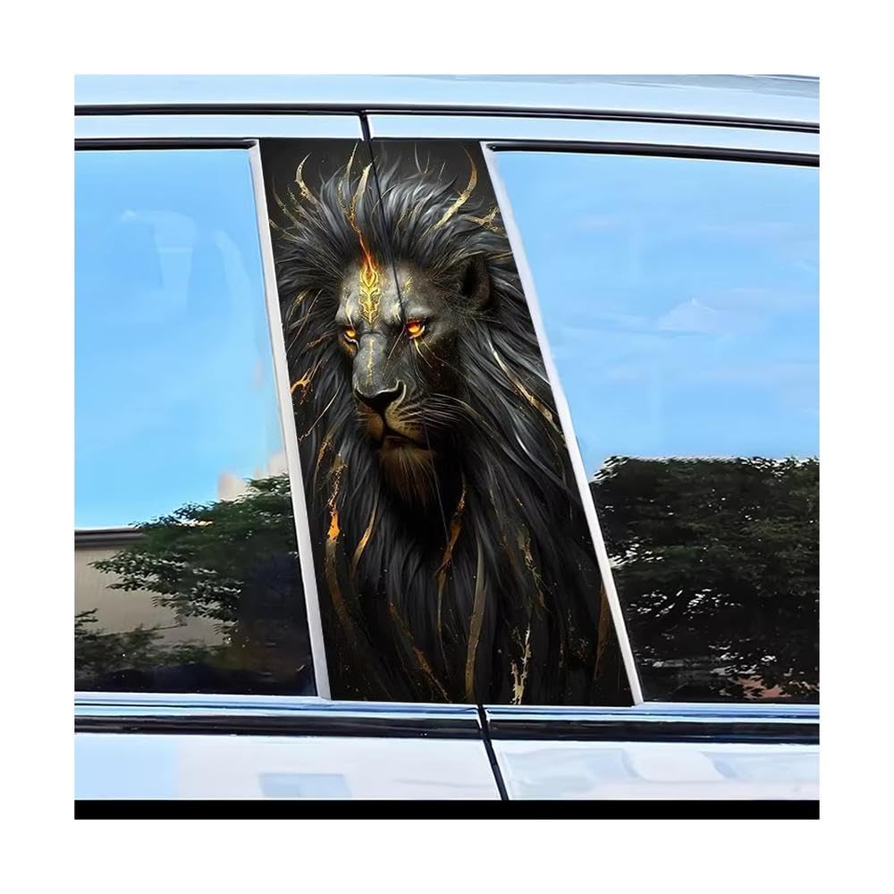 Bertdcx One Color Car Center Pillar Protection Stickers Flame Lion Pattern Scratch Resistant Film Auto Parts