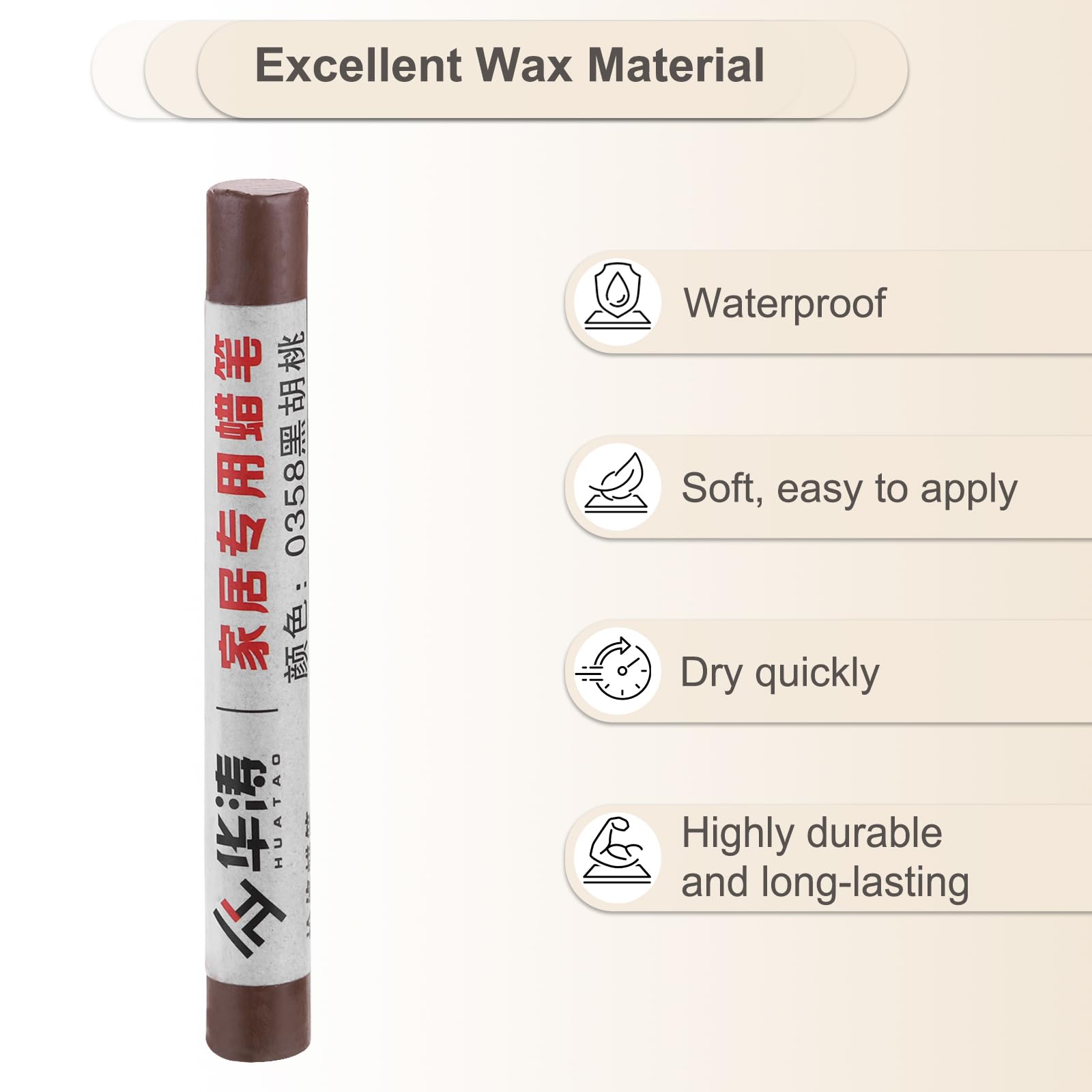 PATIKIL Furniture Repair Crayons, 6 Pcs Wax Wood Filler Sticks Wood Wax Crayons for Scratches Wood Floor, Holes, Tables, Black Walnut - Image 3