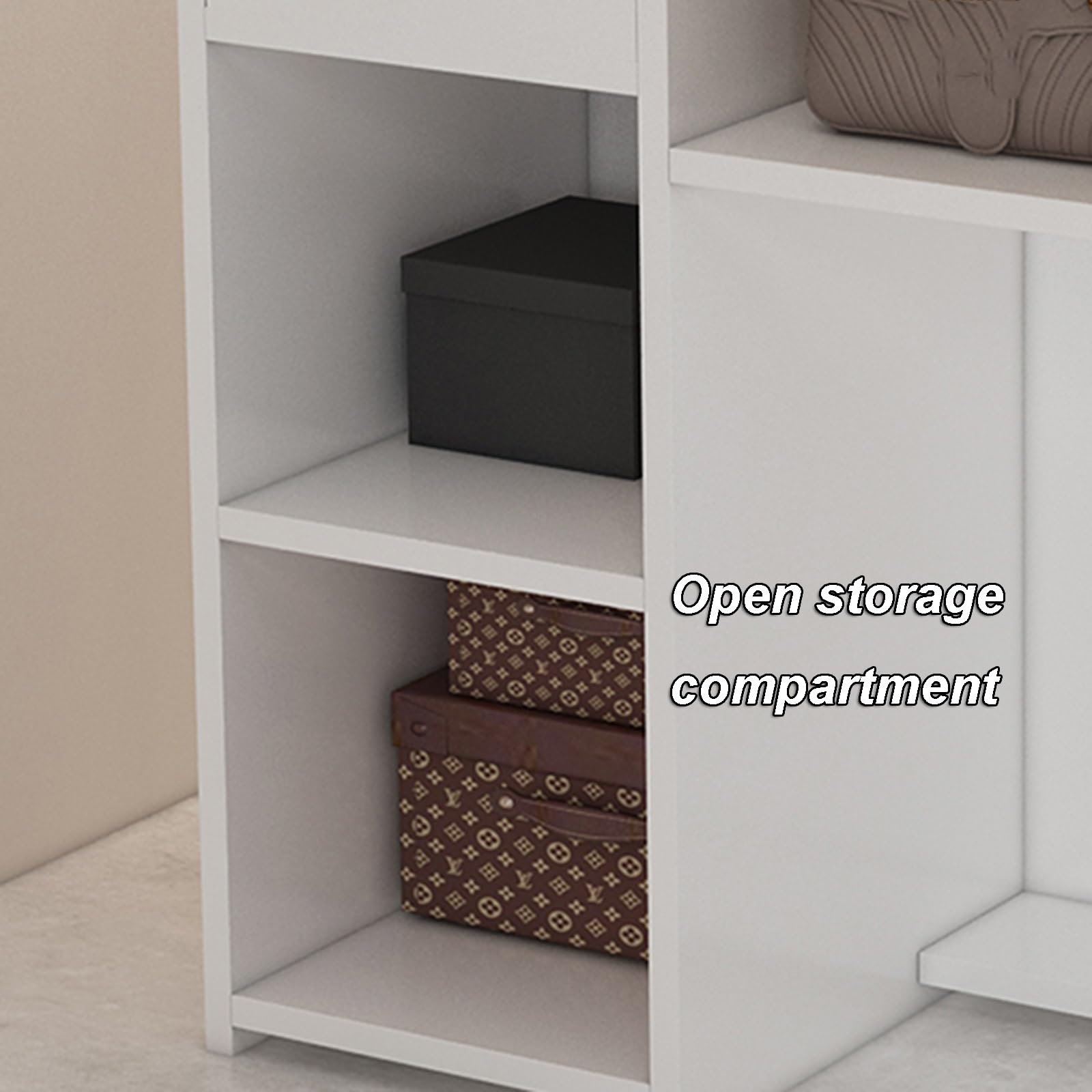 Moderner Empfangstresen mit abgerundeter Rückwand, abschließbarer Schublade und offenem Ablagefach – Kassentheke für den Einzelhandel mit vorverdrahtetem Lochdesign – Ideal für die Büroeinri