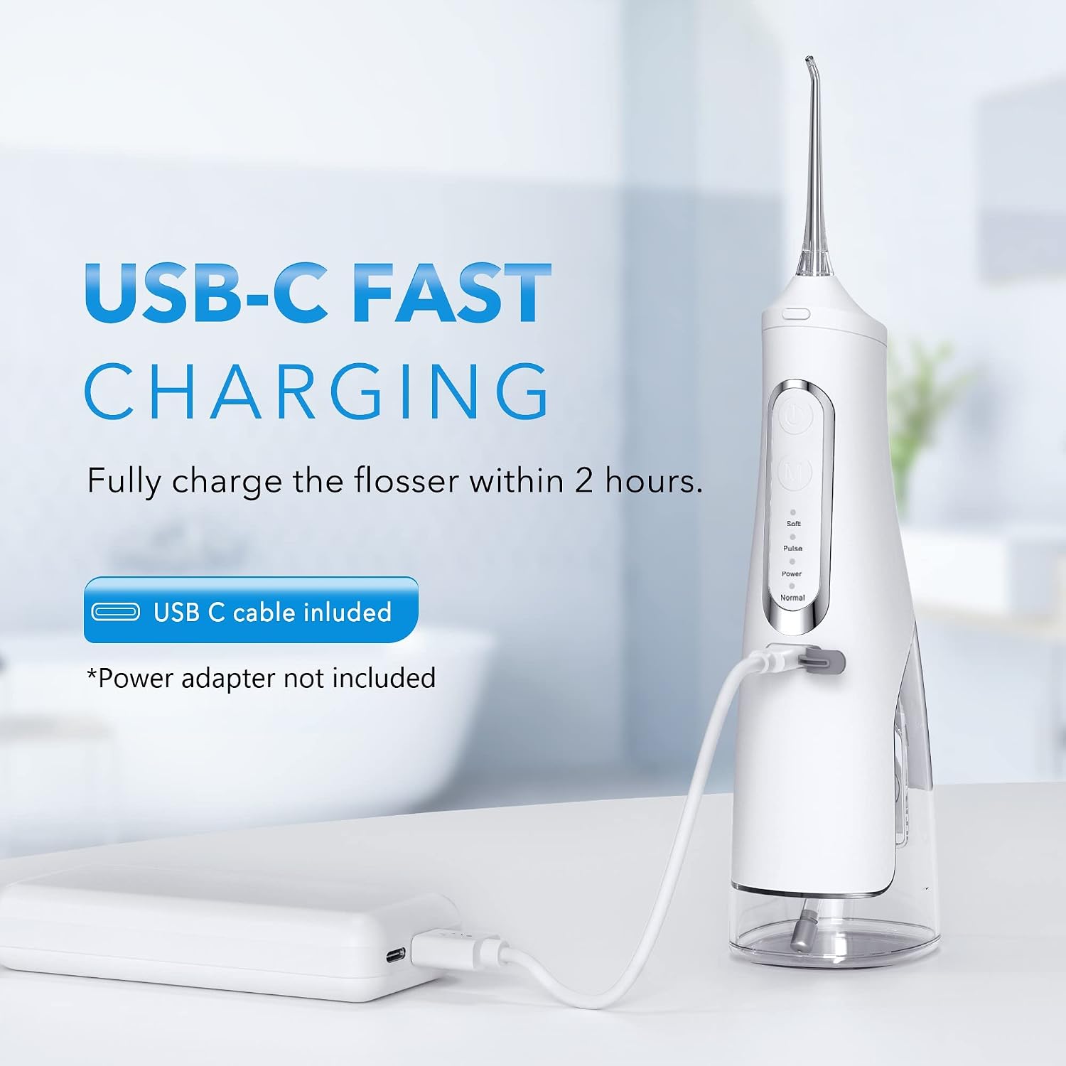 BEBEN 4 Modes Water Flossers Cordless for Teeth, Water Electric Flosser Picks for Teeth Cleaning, IPX7 Portable and Rechargeable Dental Floss and picks, 300ml Dental Oral Irrigator for Home and Travel