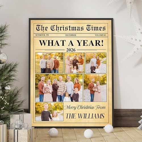 "The Christmas Times" Personalized Christmas Newspaper Sign – Family Photo