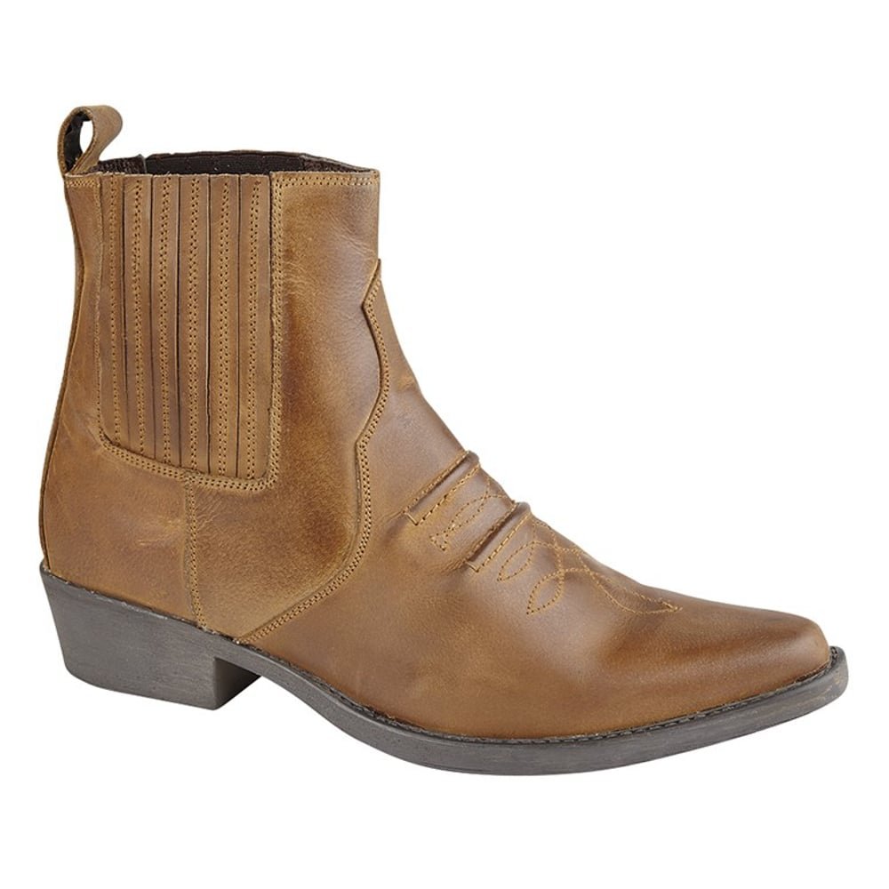 Gusset Western Ankle Boot - Tan - Tan - size UK Mens Size 12
