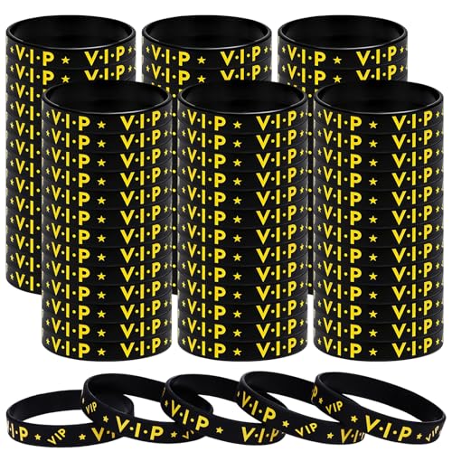 80 Stück VIP Silikonarmband Schwarz Gold VIP Party Armbänder VIP Identifikationsarmbänder für Events Individuelle VIP-Armbänder VIP Armbänder aus Silikon Wasserdichte für Club Festivals Konzert Messe