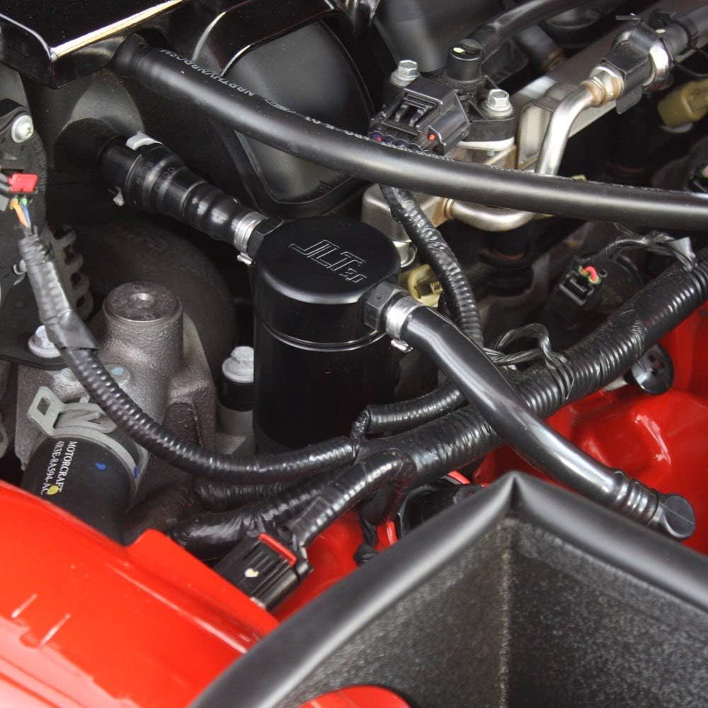 JLT Oil Separator 3.0 Driver Side, Black Anodized (2005-10 Mustang GT; Bullitt;Saleen)