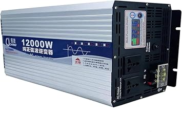 6000W 8000W 10000W 12000W Pure Sine Wave Power Inverter 12V 24V 48V 60V DC to 110V 220V AC Converter with LED Display for Car/RV Home Solar System,12000W-24Vto220V