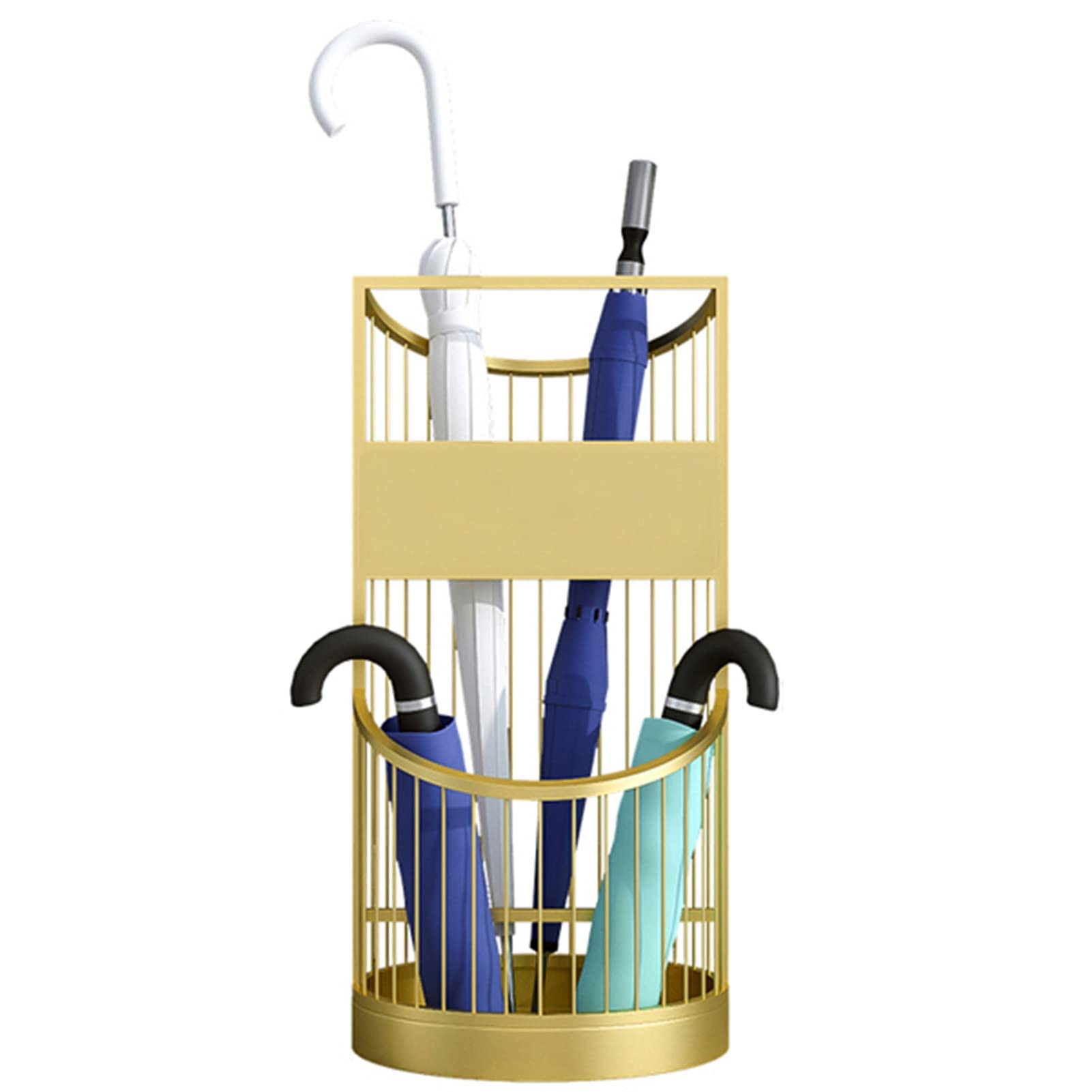 HYLYGFH Stylish Gold Metal Umbrella Stand Holder with Removable Drip Tray Hollow Design 55cm Perfect for Home Office and Entryway nization