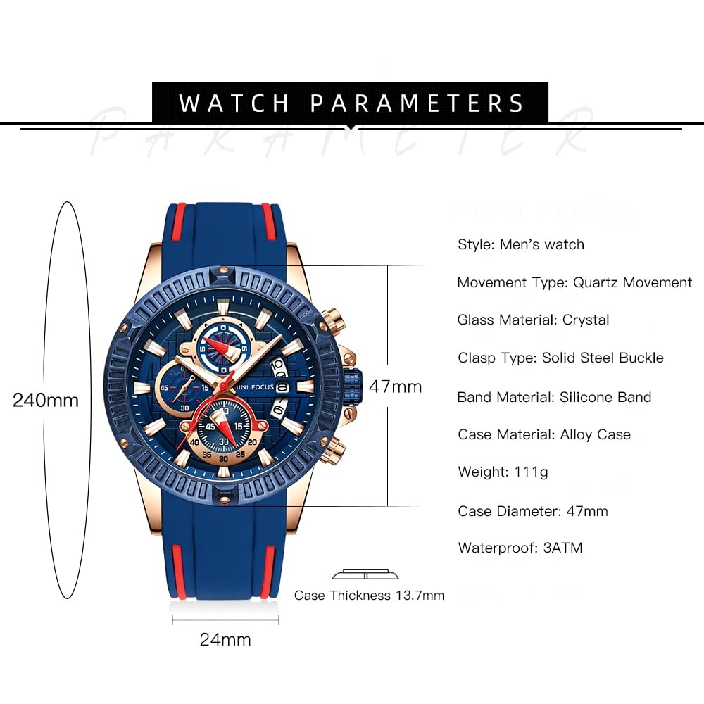 AIMES Orologio da uomo casual con cronografo, impermeabile, sportivo, militare, analogico, movimento al quarzo, elegante orologio da polso elegante regalo per uomo