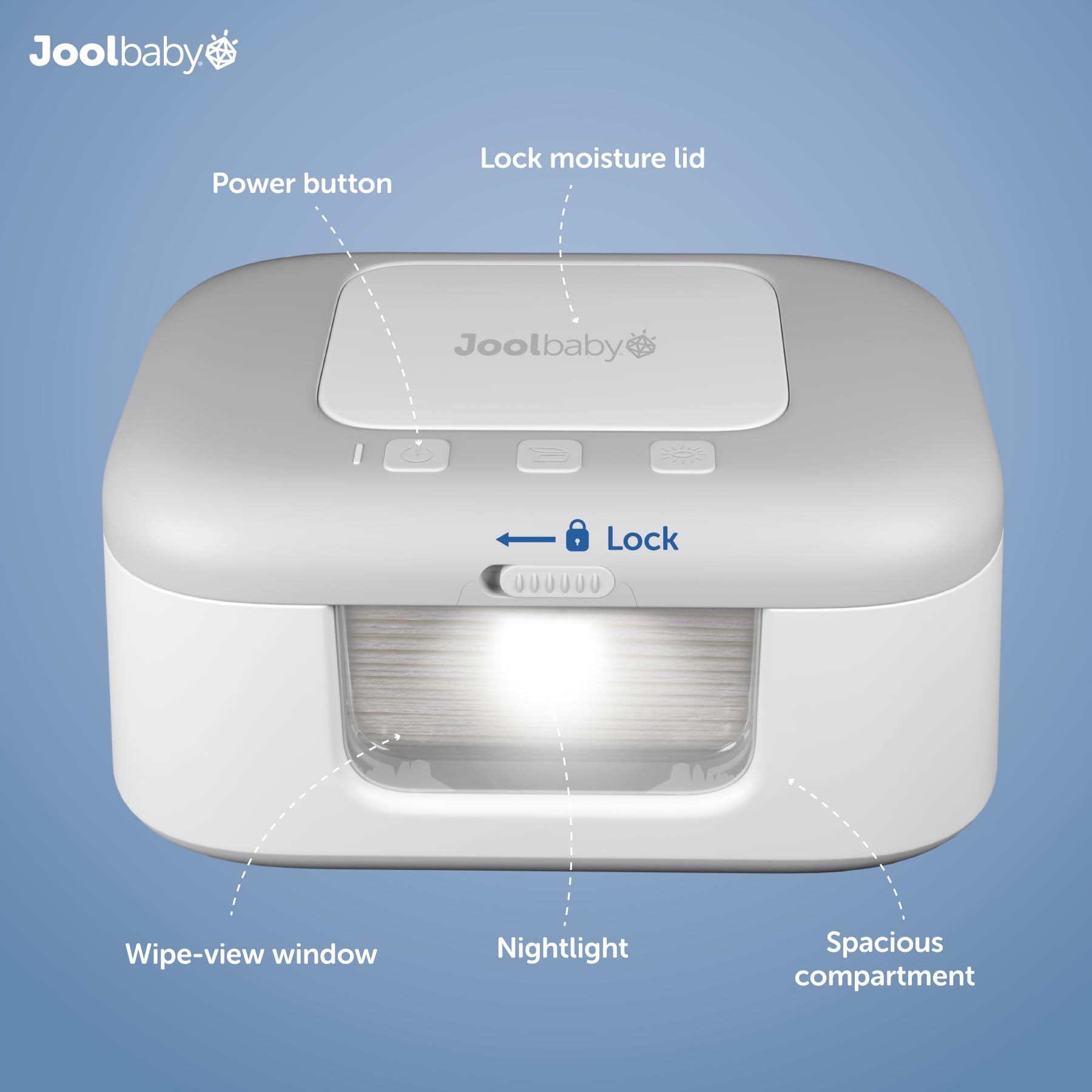 Jool Baby TinyBums Chauffe-lingettes pour bébé avec lumière LED changeante et interrupteur marche/arrêt (gris)