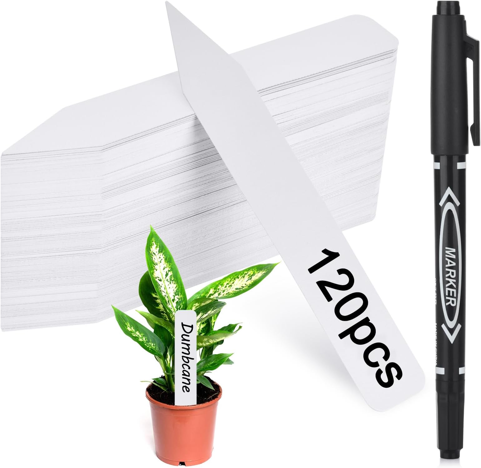 Plant Labels 120PCS, Darfukei Outdoor Waterproof Garden Markers, Plastic Nursery Seed Plant Tags with Bonus a Permanent Marking Pen, Gardening Gifts for Women Men…