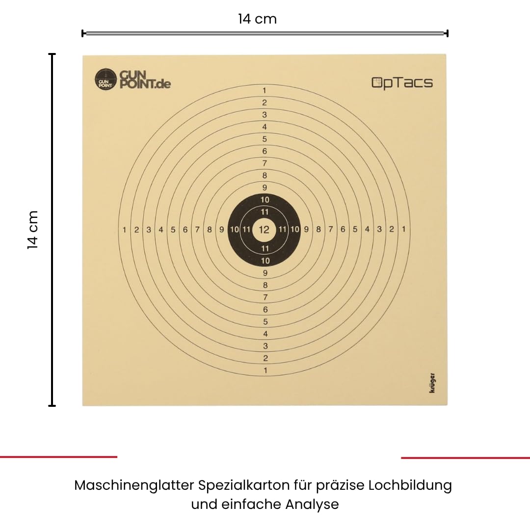 250 Luftgewehrscheiben 14x14 cm aus Spezialkarton – Zielscheiben für Luftgewehr und Luftpistole – 12-Kreis-Scheiben für Training & Wettkampf – präzise Treffer – passend für Kugelfang