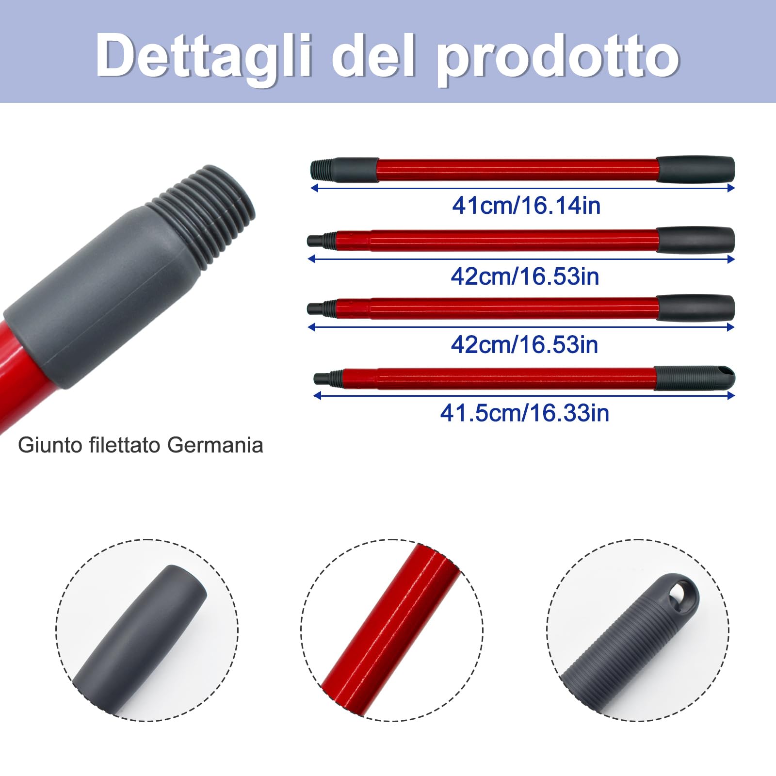 Spin Manico di Ricambio Mop Compatible With Vileda Turbo Spin Mop EasyWring Adjustable 4 Section Rod Rimovibile